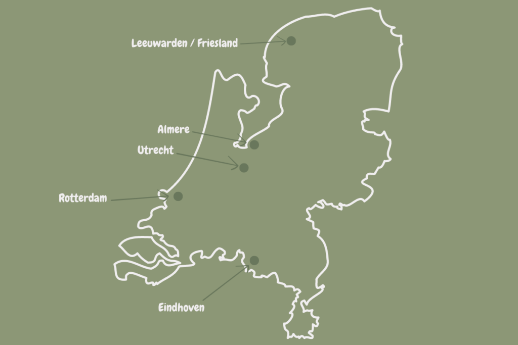 Route durch die Niederlande mit der Bahn